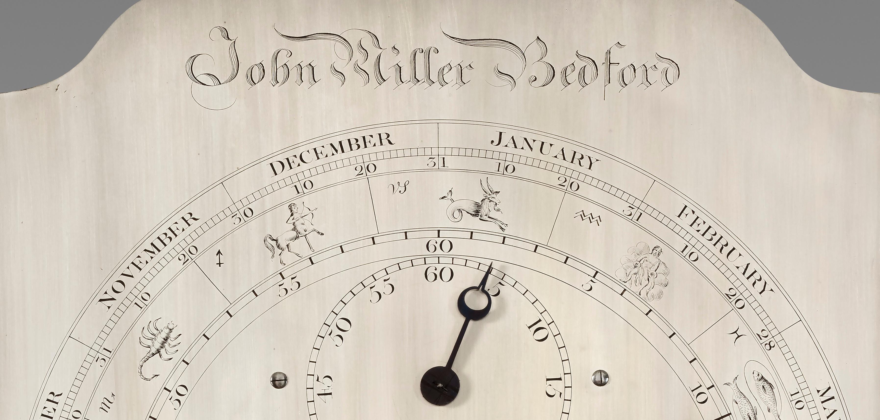 Horloge de parquet de style Régence en acajou antique par John Miller de Bedford Bon état - En vente à Devon, GB