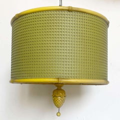 Regency Yellow and Green Cane Pineapple Pendant Lamp