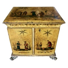 Regency Yellow Chinoiserie Vanity Cabinet