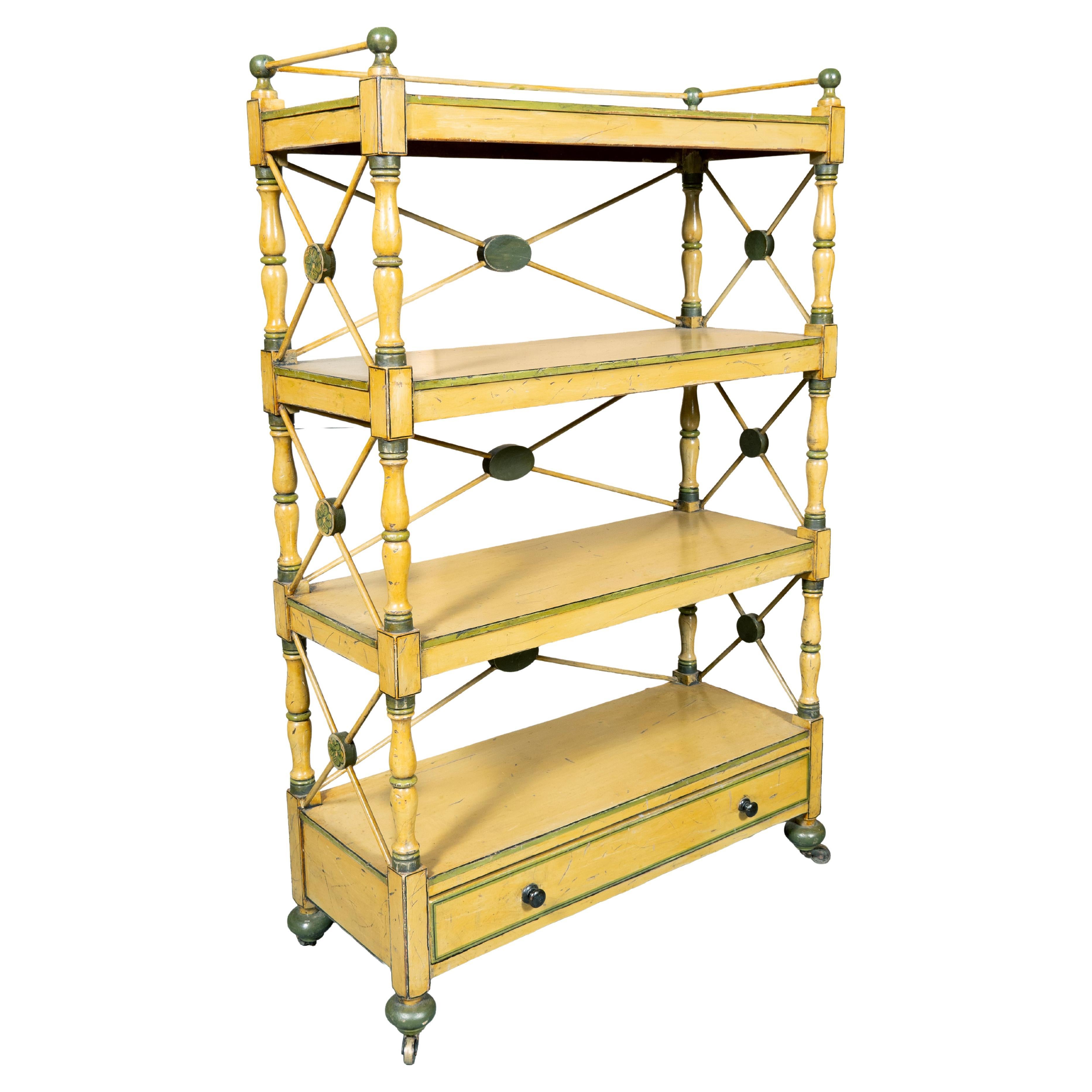 Etagere dipinta in giallo Regency in vendita