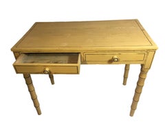 Regency Yellow Painted Wooden and Faux Bamboo Writing Table