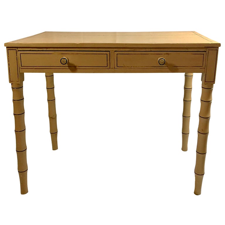 Regency Yellow Painted Wooden and Faux Bamboo Writing Table For Sale at ...