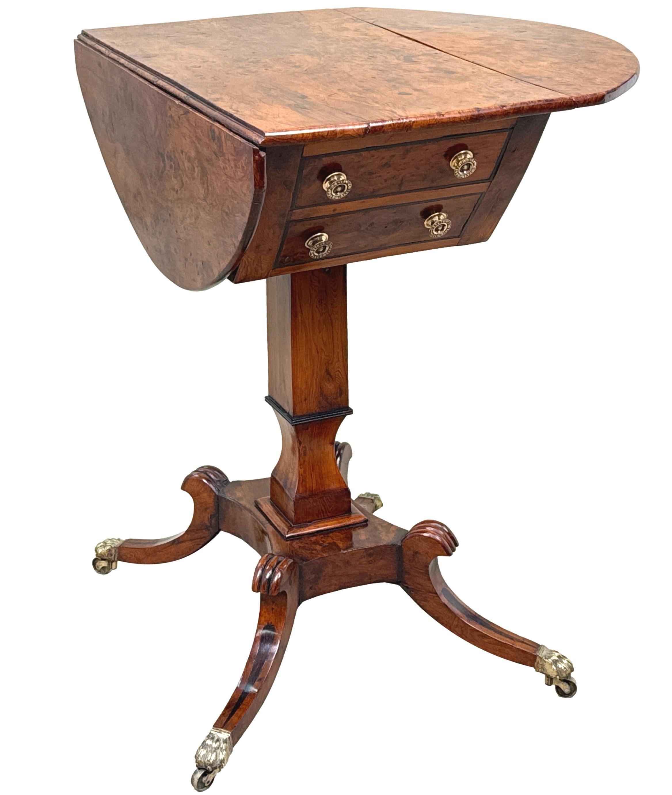 Regency Yew Wood Baby Pembroke Table For Sale 6
