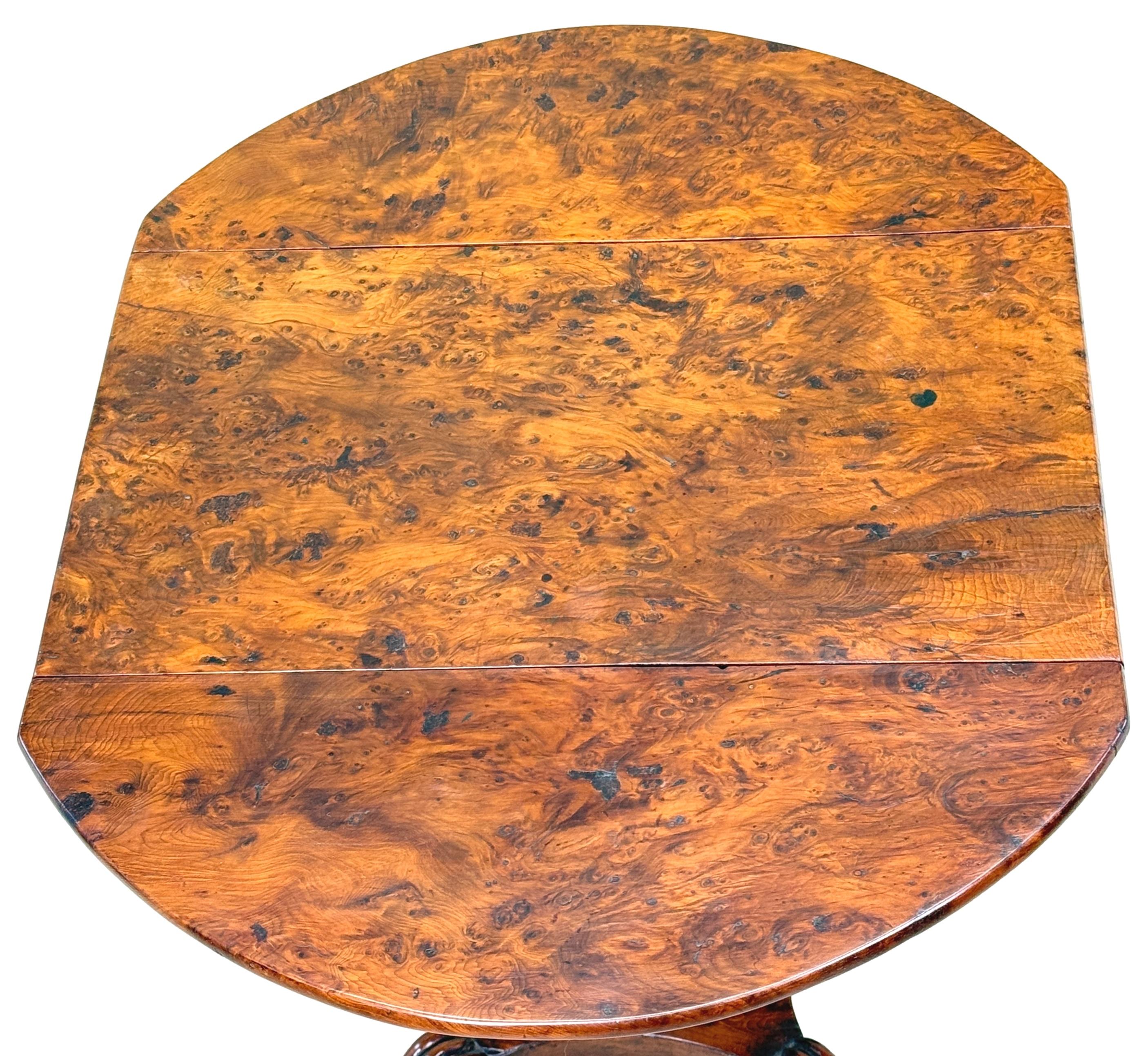 English Regency Yew Wood Baby Pembroke Table For Sale
