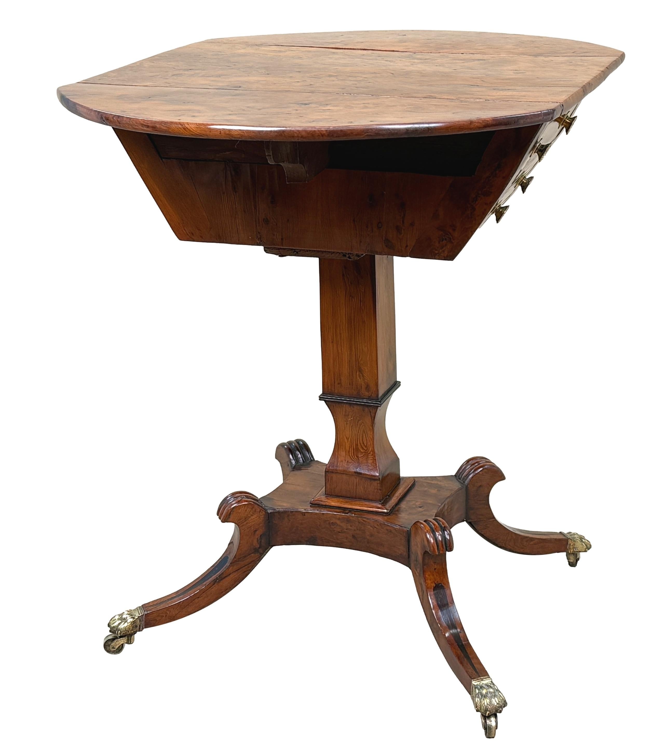 Regency Yew Wood Baby Pembroke Table In Good Condition For Sale In Bedfordshire, GB