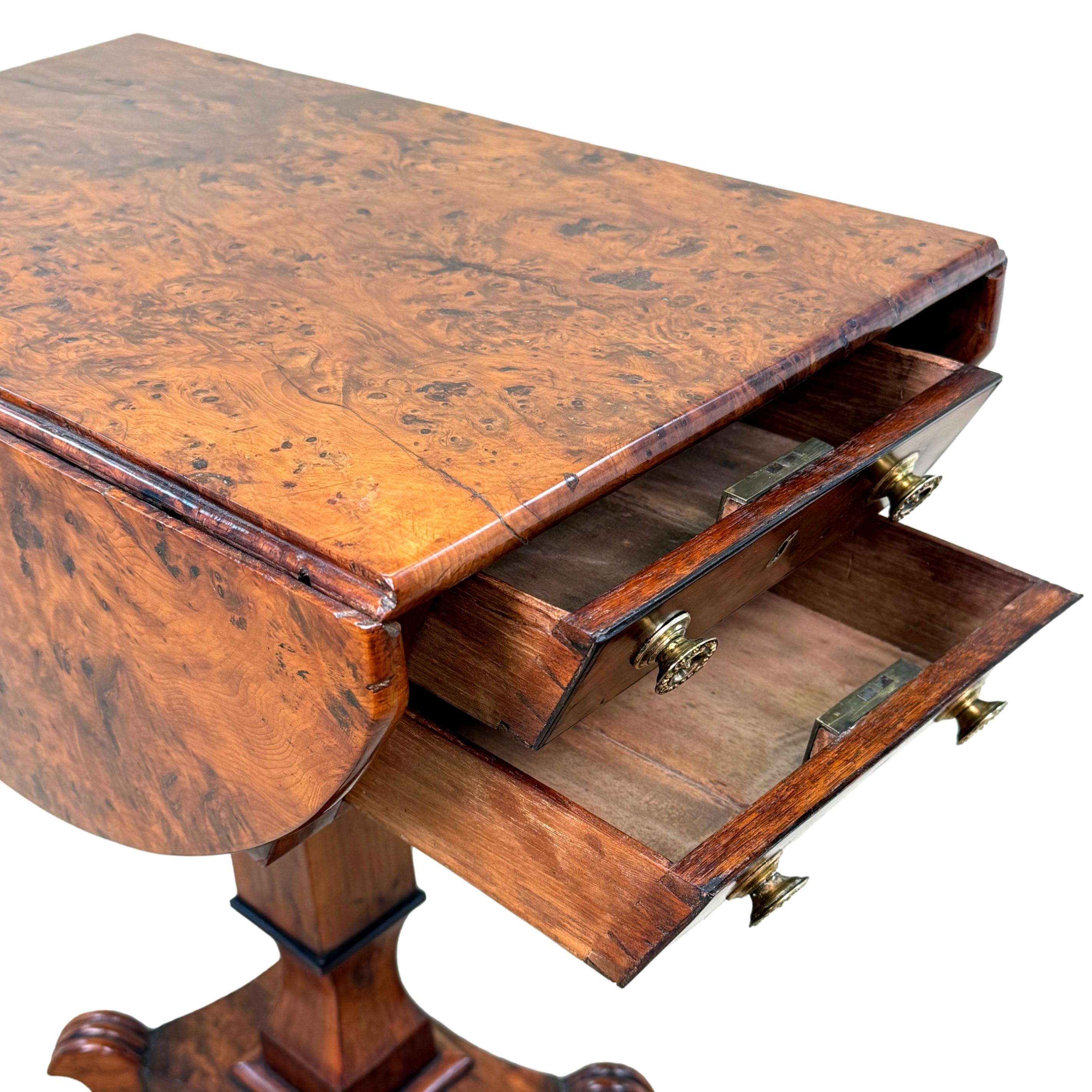19th Century Regency Yew Wood Baby Pembroke Table For Sale