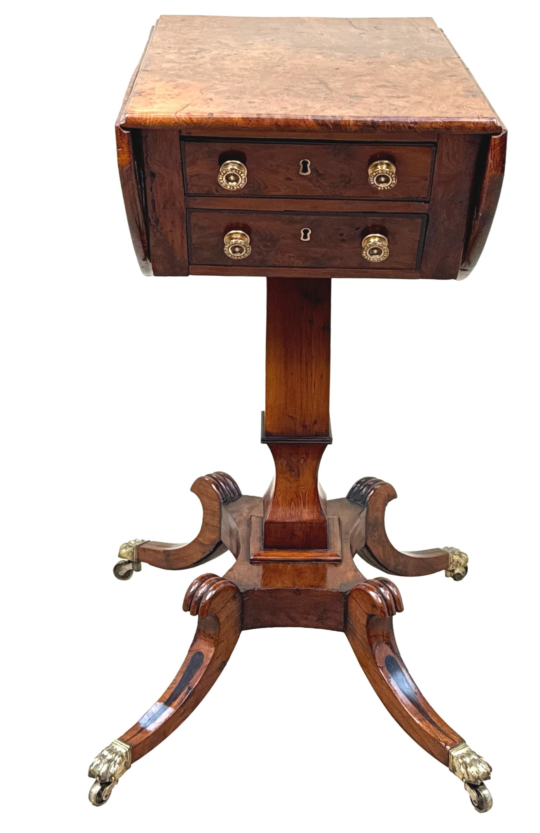 Regency Yew Wood Baby Pembroke Table For Sale 1