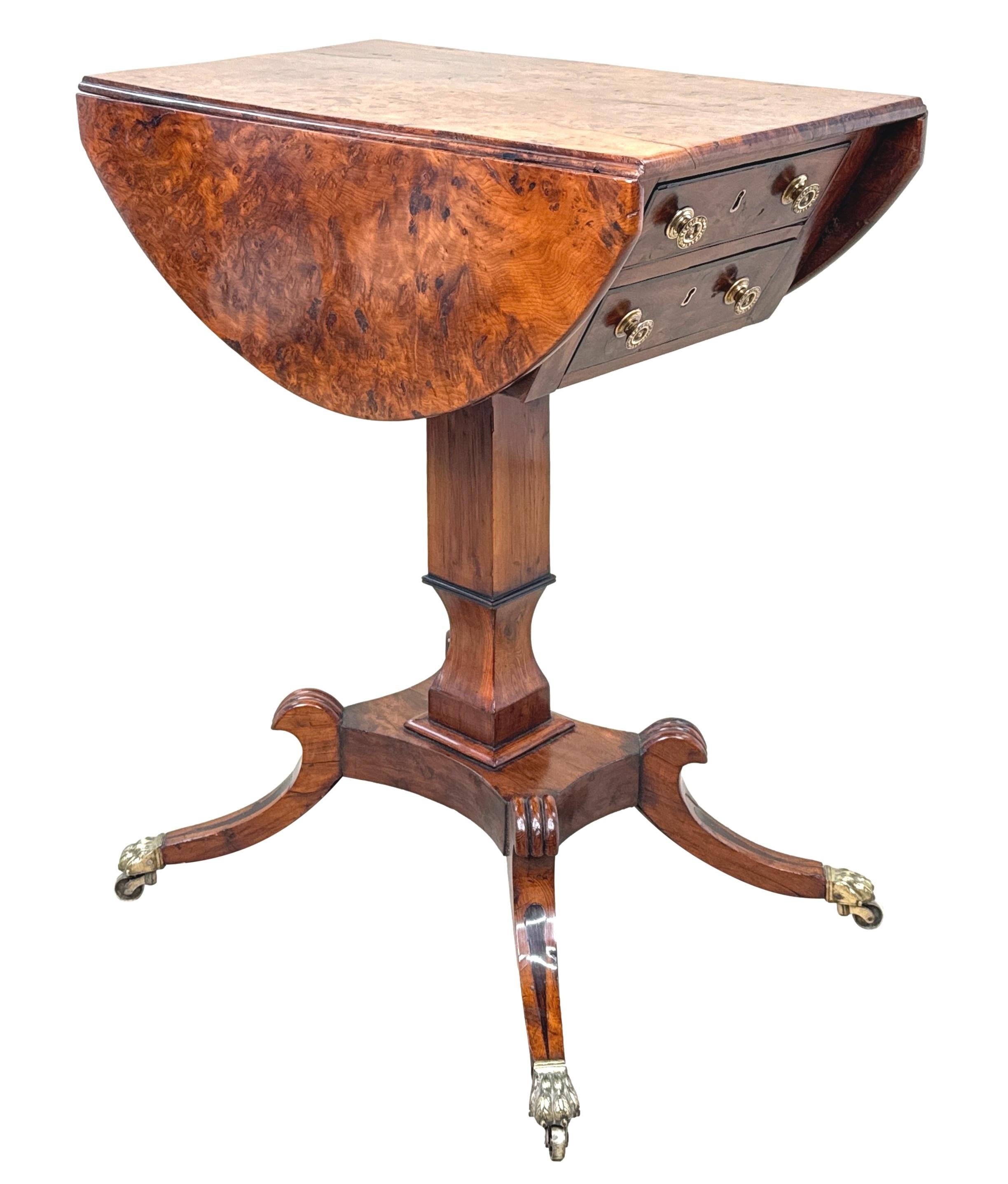 Regency Yew Wood Baby Pembroke Table For Sale 4