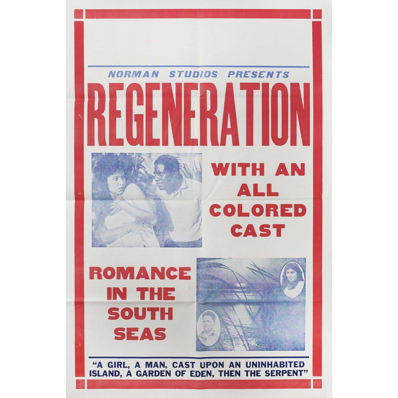 Original 1923 U.S. one sheet poster for the film 'Regeneration' directed by Richard E. Norman with Stella Mayo / M.C. Maxwell / Alfred Norcom / Charlie Gaines. Fine condition, folded. Many original posters were issued folded or were subsequently