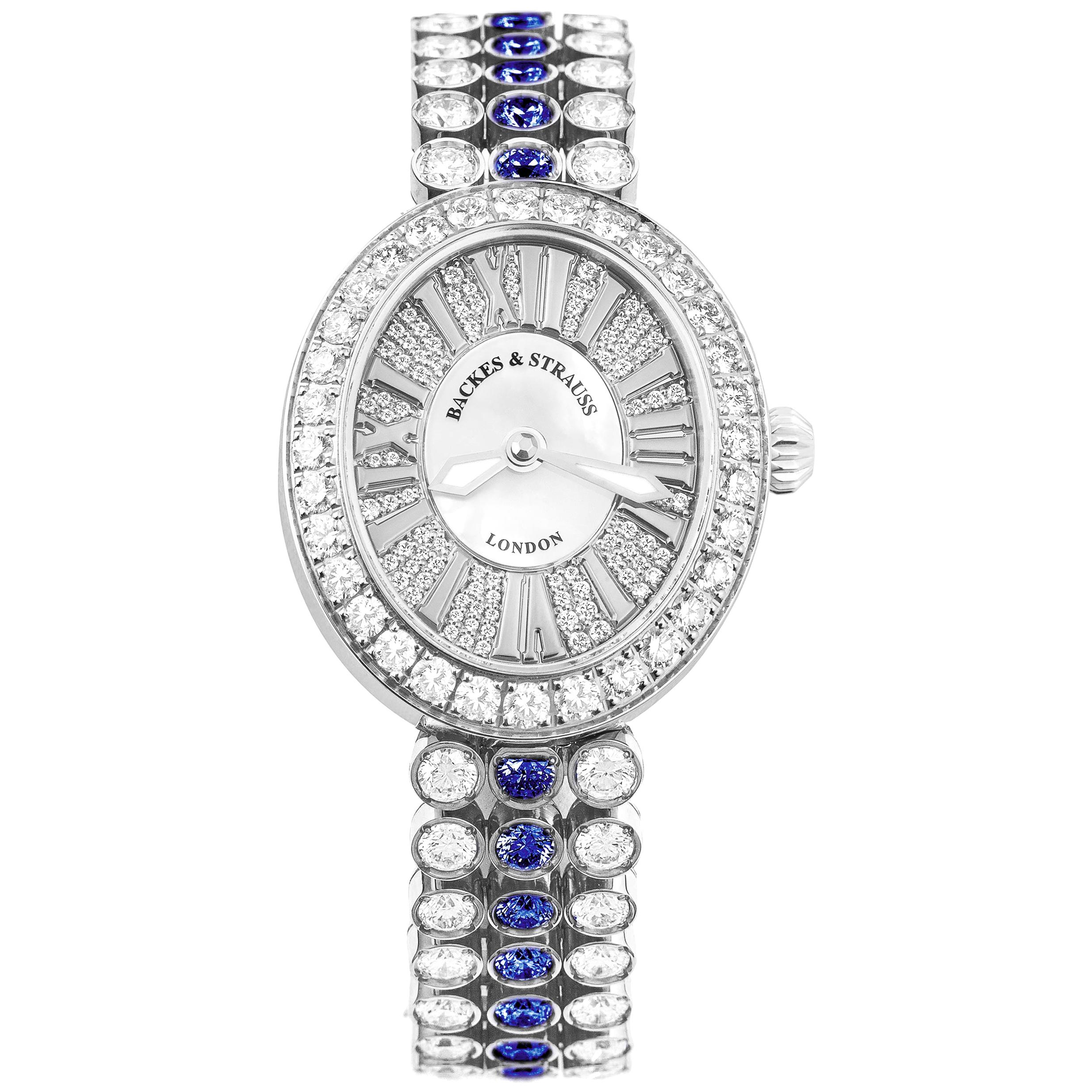 Regent Duchess Blue Velvet 2833 Luxury Diamond Watch for Women For Sale