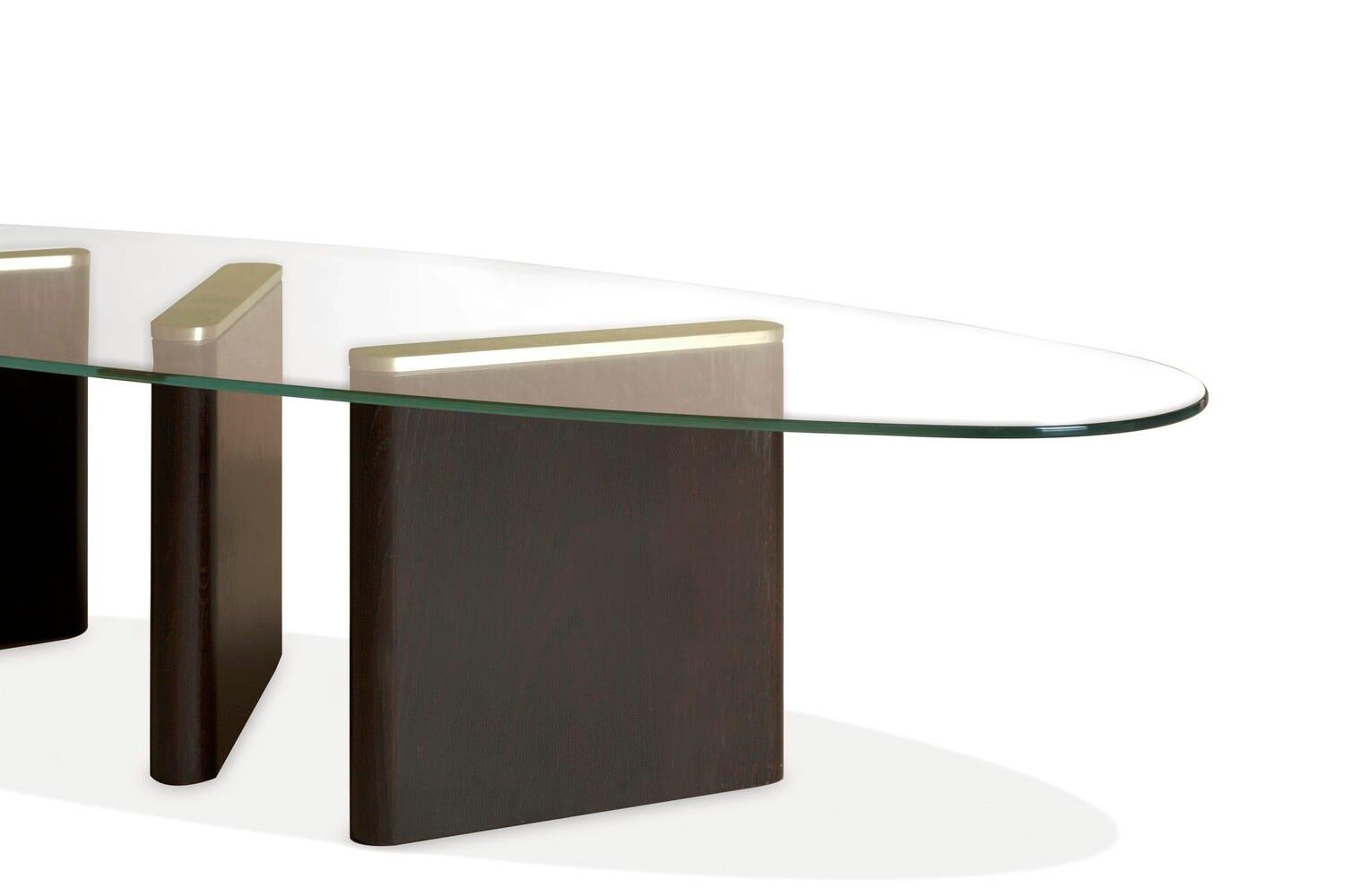 Modern ‘Regent’ Glass Top Brass Coffee Table For Sale