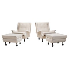 "Regent" Lounge Chairs with Footstools by Marco Zanuso for Arflex, Italy 1960s