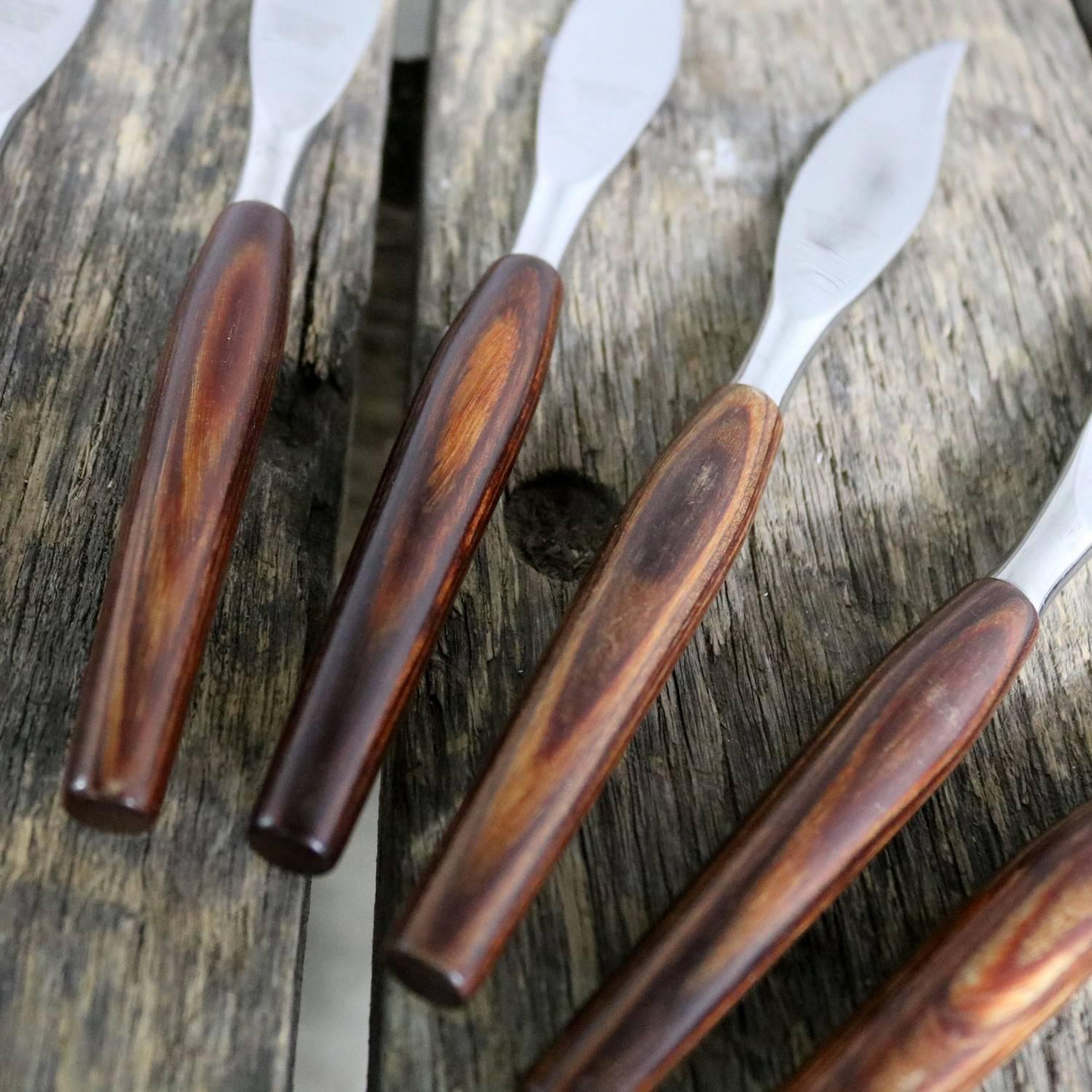 Regent Sheffield Cutlery Teak and Stainless Mode Danish Steak Knives and Serving 3