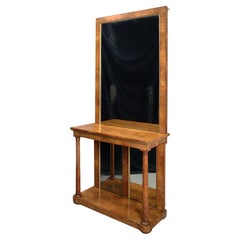 Regenyc Pollard Oak and Parcel-Gilt Side Table and Mirror