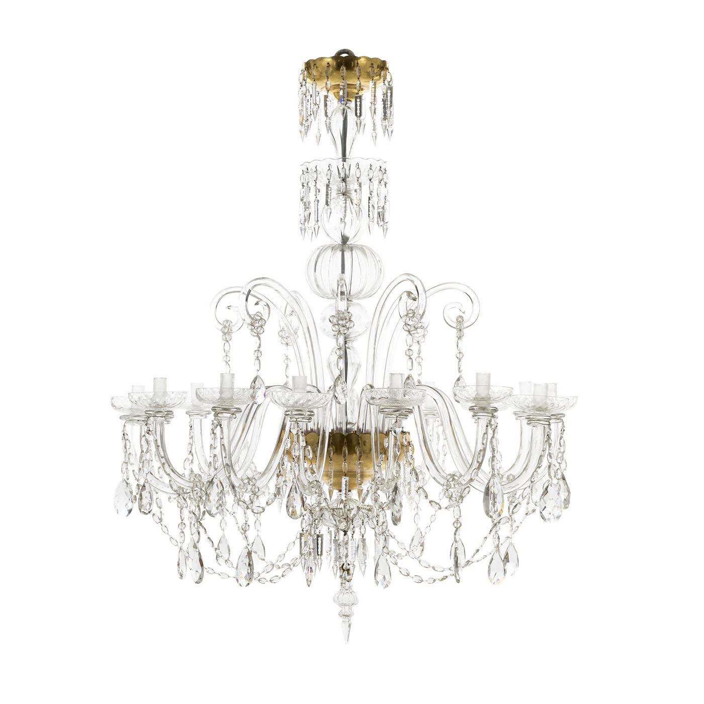 Cristallo Lampadario a 12 luci Reggia in bronzo e cristallo di Bronzetto in vendita