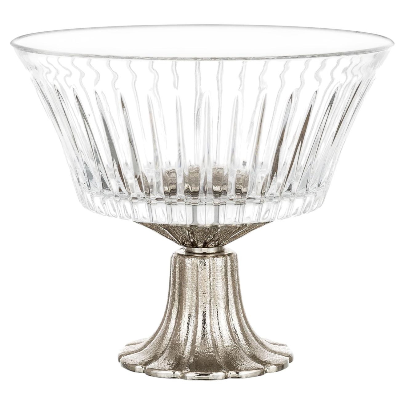 Reggia Runde Kristallvase mit Bronzesockel