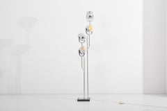 Reggiani 4 Head Chrome and Black Floor Lamp, Italy, 1960s