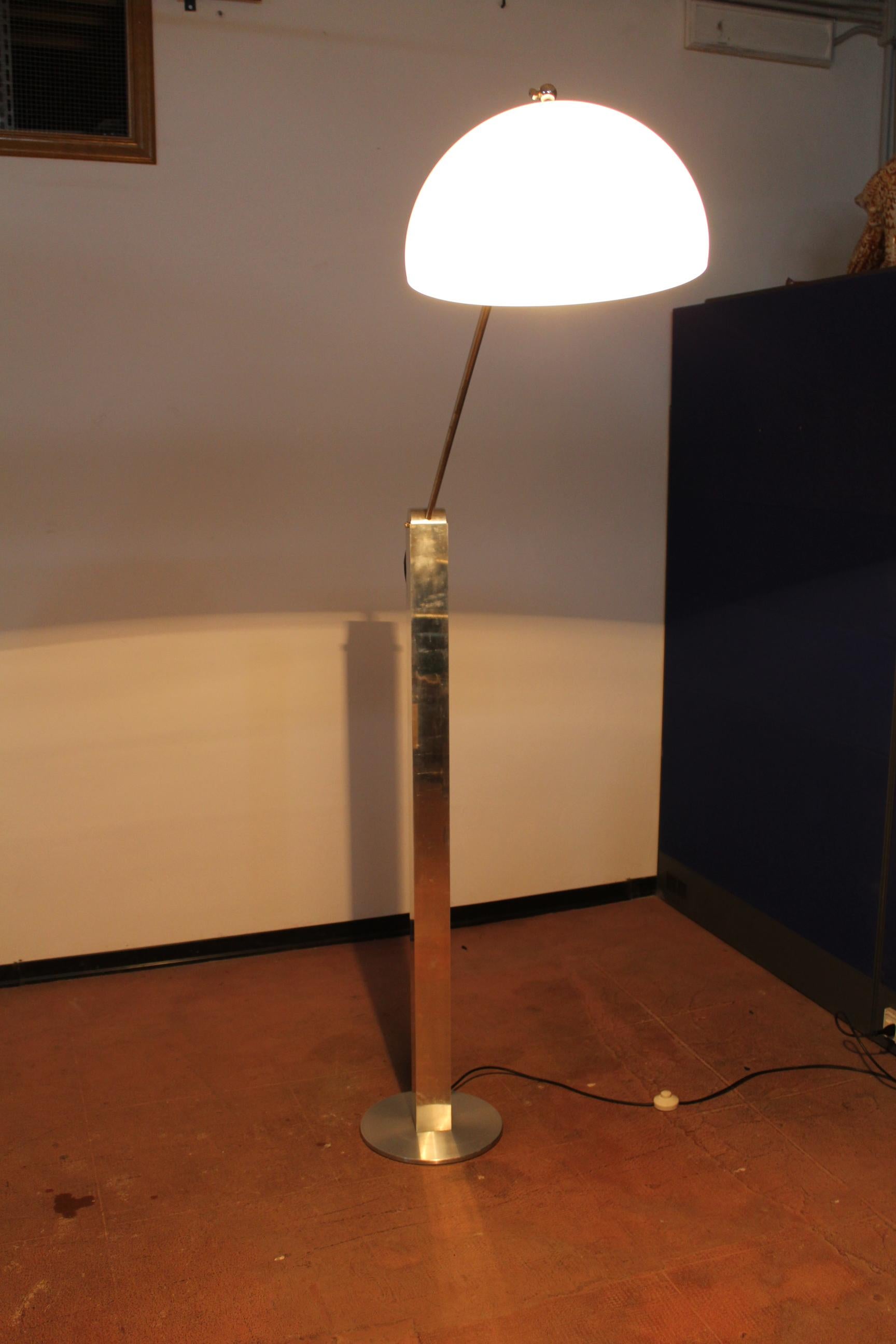 Italian Midcentury Chromed Floor Lamp Reggiani Italy 1970s 