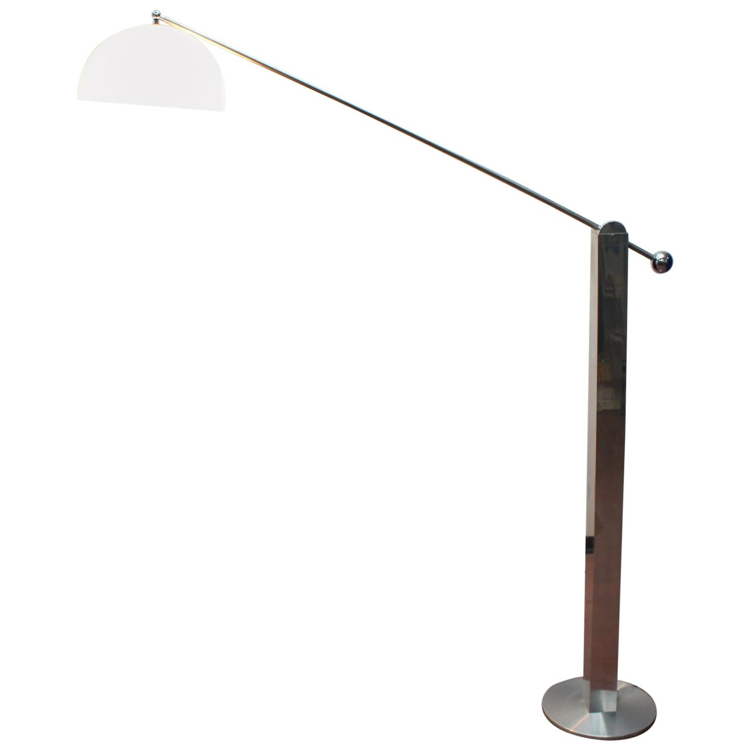 Midcentury Chromed Floor Lamp Reggiani Italy 1970s 