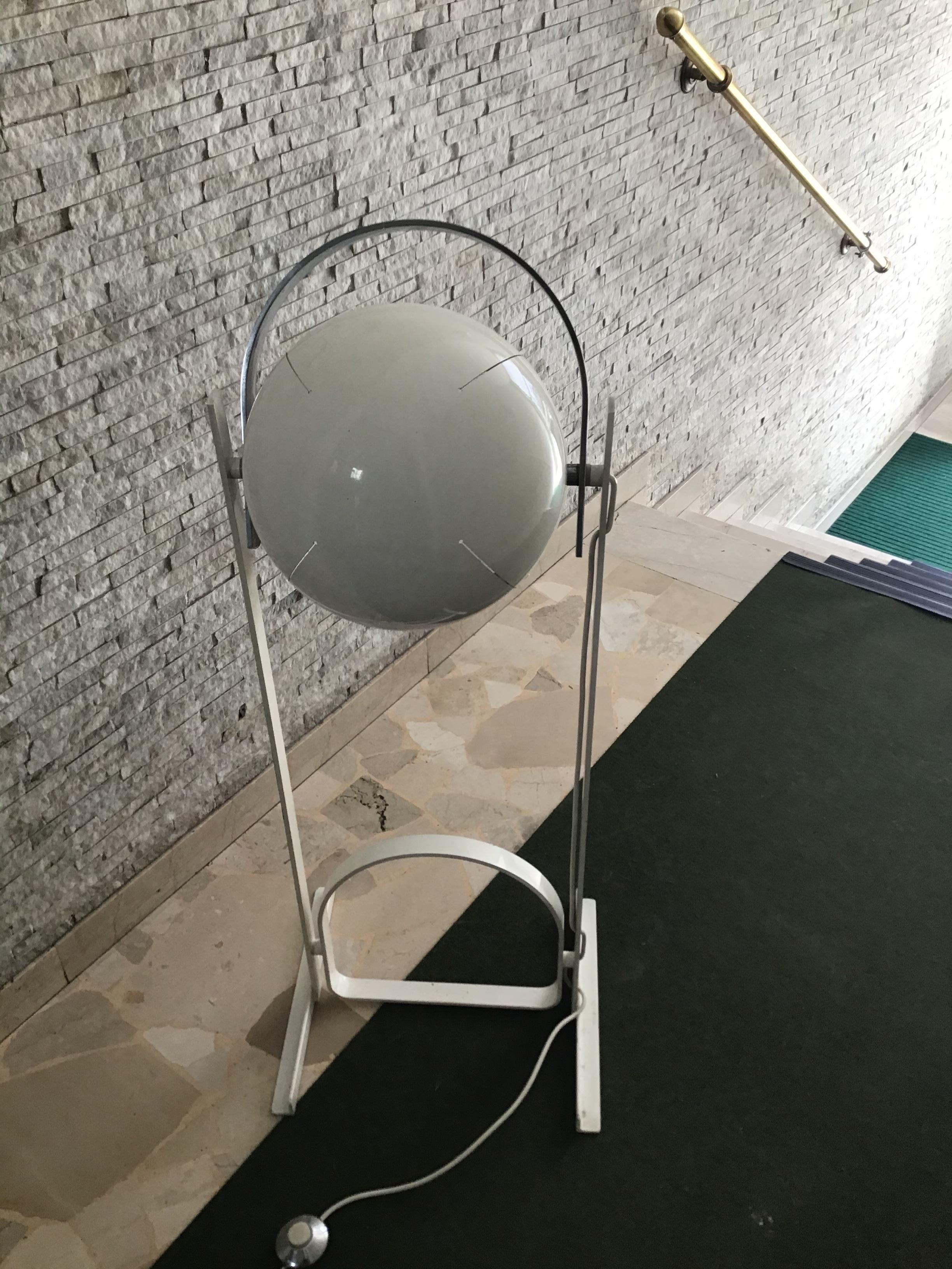 Reggiani Adjustable Lamp Glass Iron Metal Crome, 1970, Italy For Sale 1