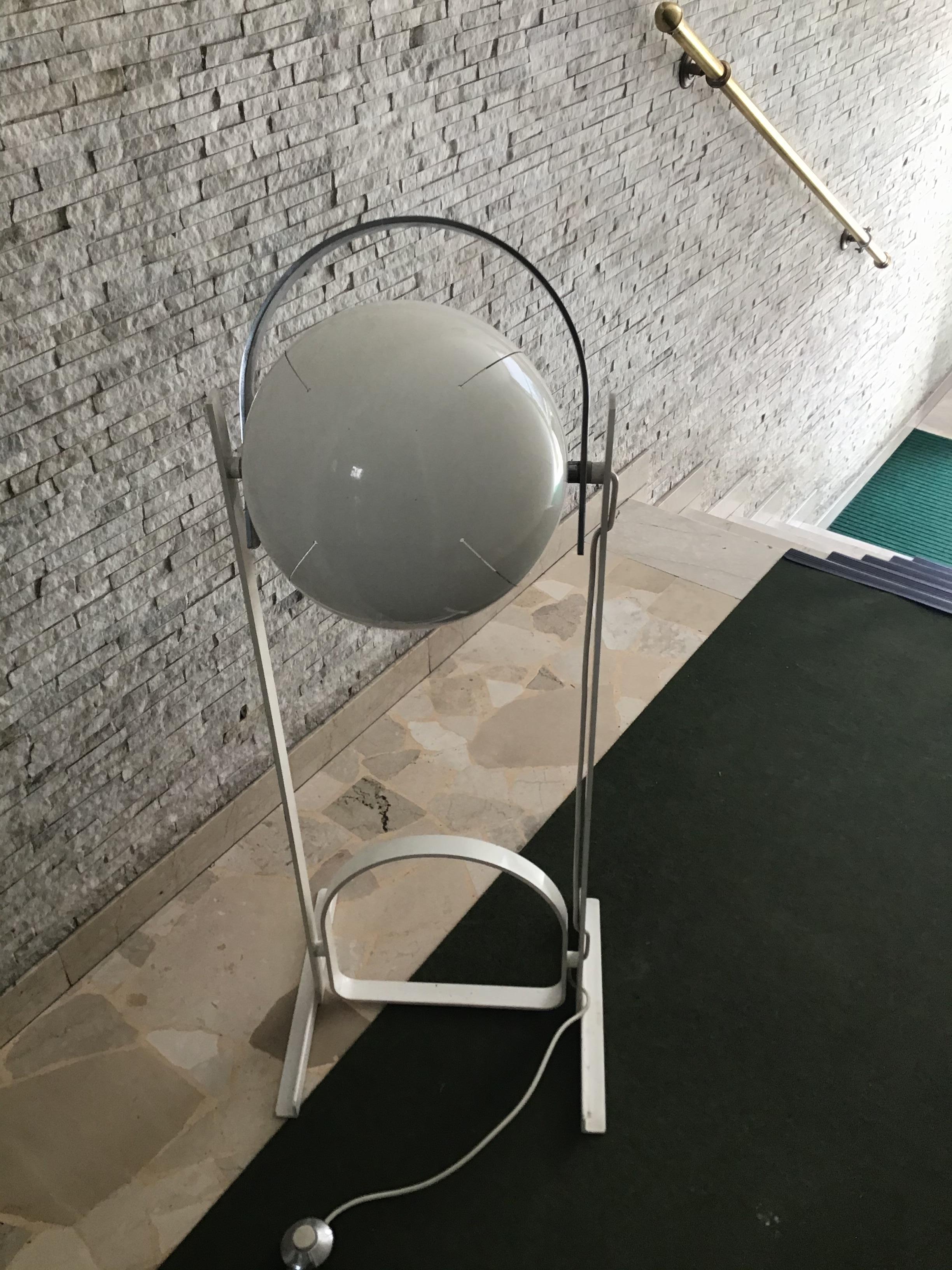 Reggiani Adjustable Lamp Glass Iron Metal Crome, 1970, Italy For Sale 2