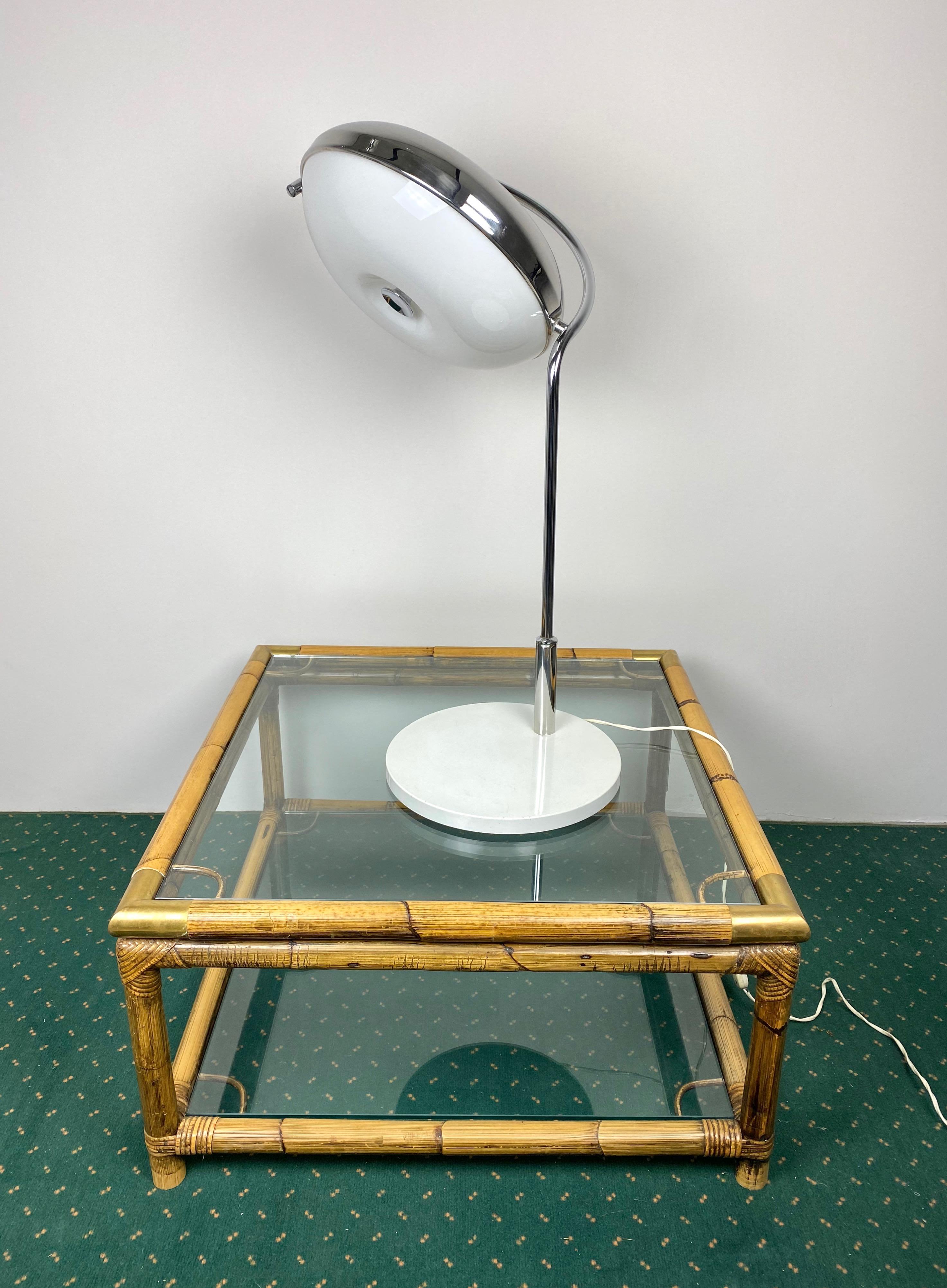 Reggiani Adjustable Table Lamp in Chrome and Plexiglass, Italy, 1970s For Sale 1