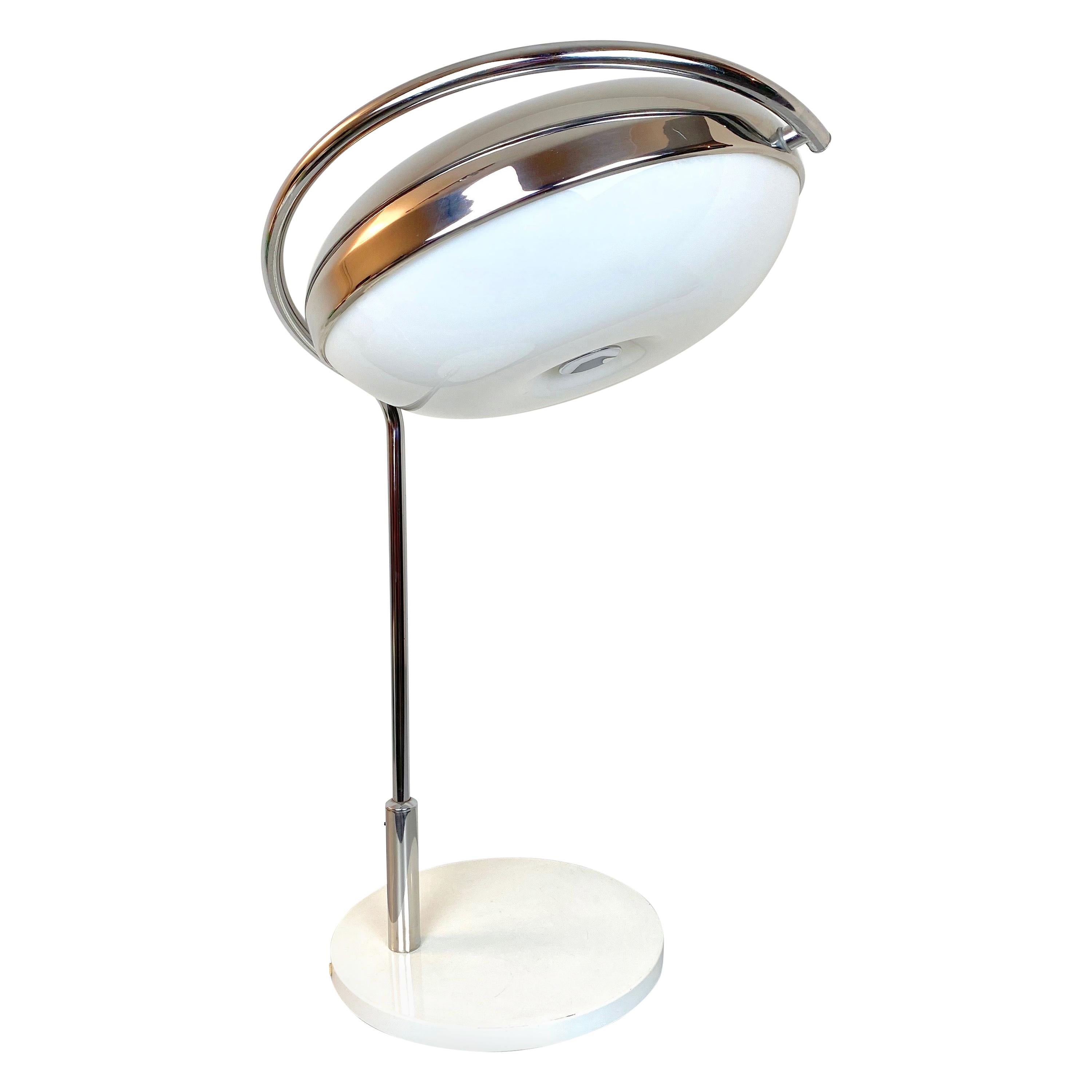 Reggiani Adjustable Table Lamp in Chrome and Plexiglass, Italy, 1970s For Sale