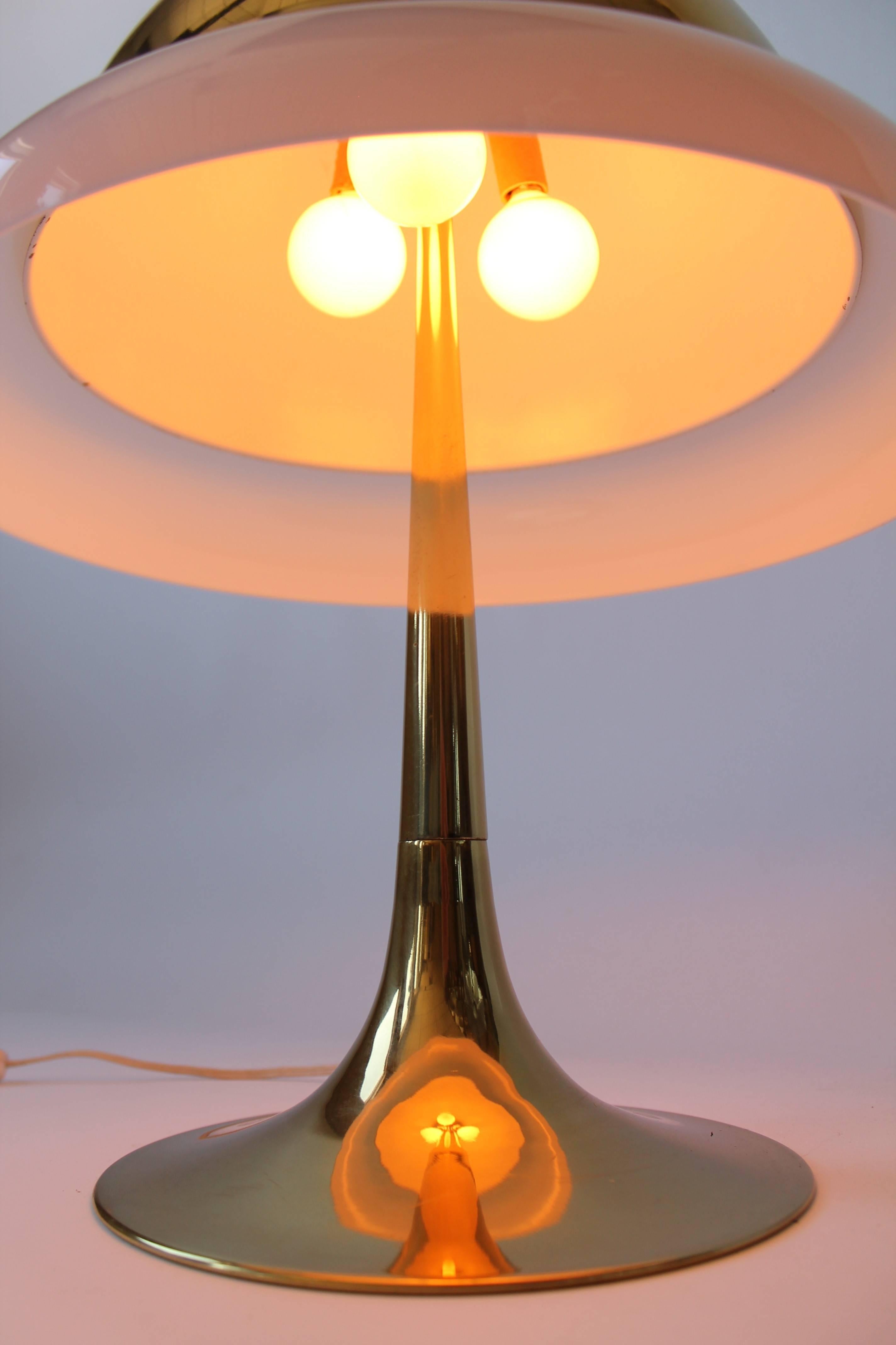Reggiani Brass and Perspex Table Lamp Mid-Century, 1960s, Italy In Good Condition For Sale In St- Leonard, Quebec