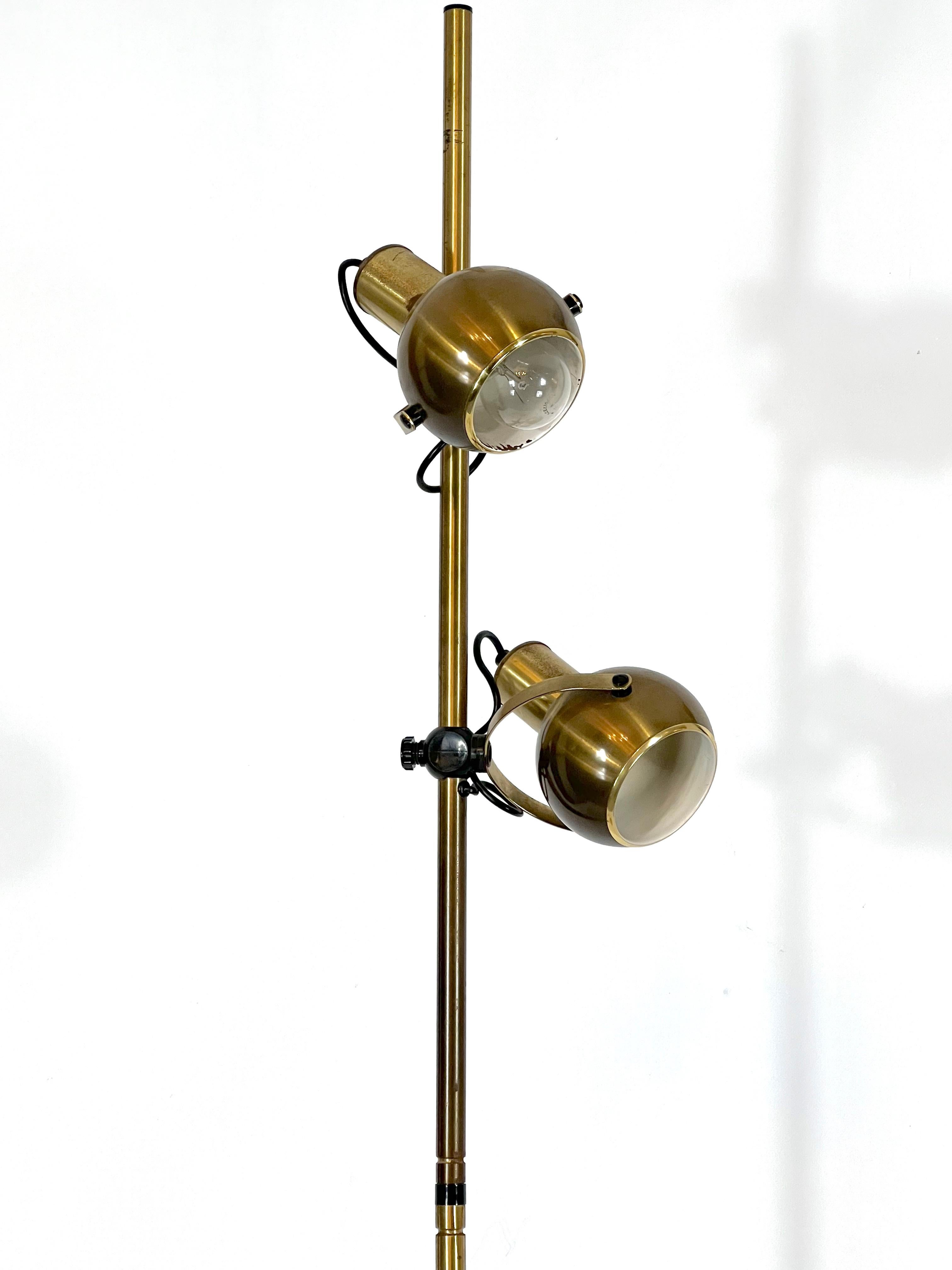 Italian Reggiani, Brass Orientable Floor Lamp from 70s For Sale
