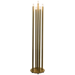 Reggiani Brass Pipe Floor Lamp, Italy, circa 1970