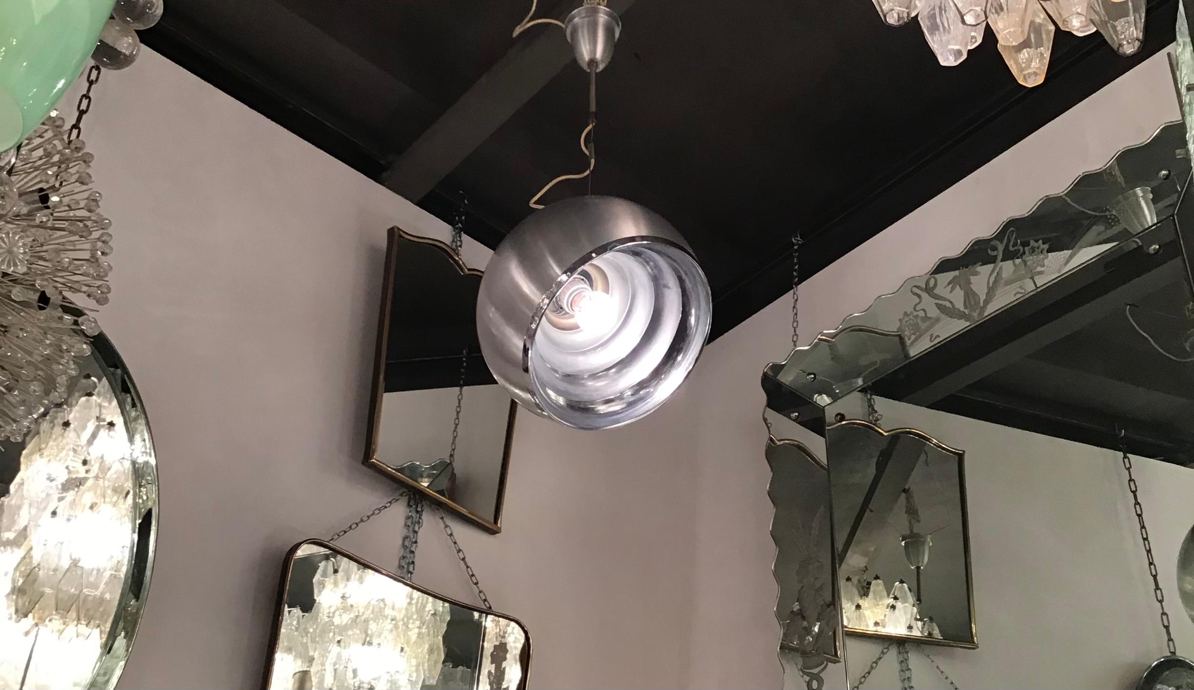 Reggiani Chandelier Adjustable Metal Crome 1970 Italy In Excellent Condition For Sale In Milano, IT