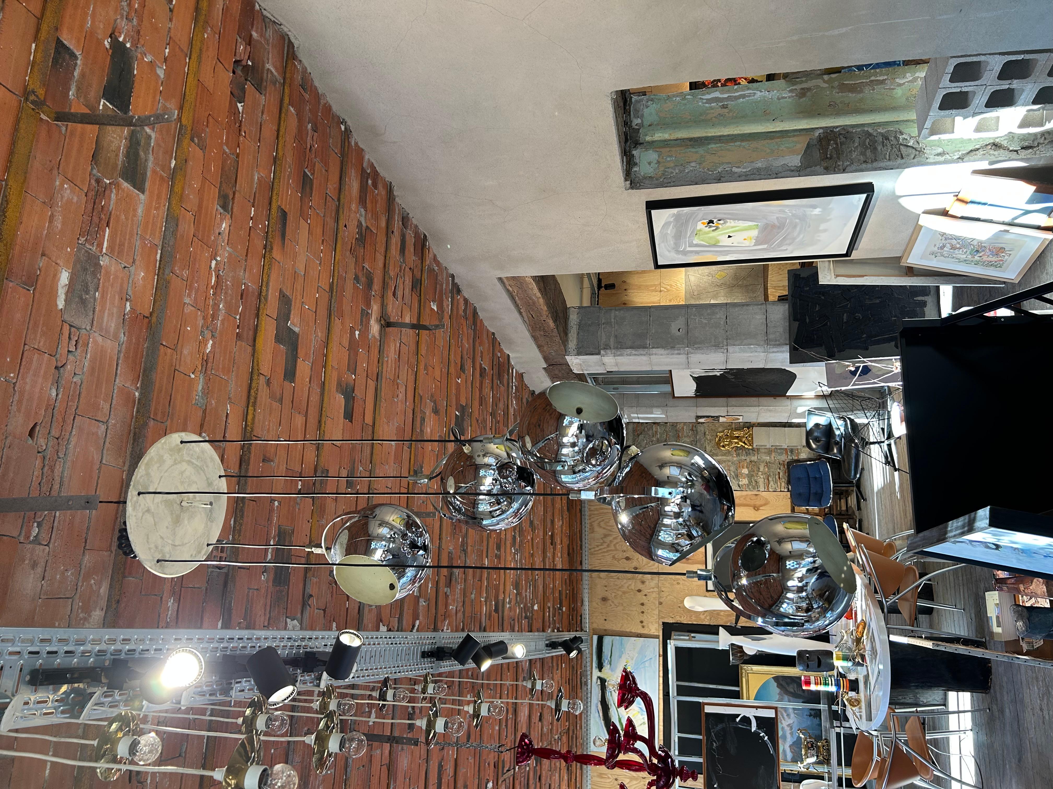 Italian Reggiani chandelier chrome five ball For Sale