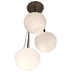 Reggiani-Kronleuchter aus Chrom-Metall-Opalglas Italien, 1970