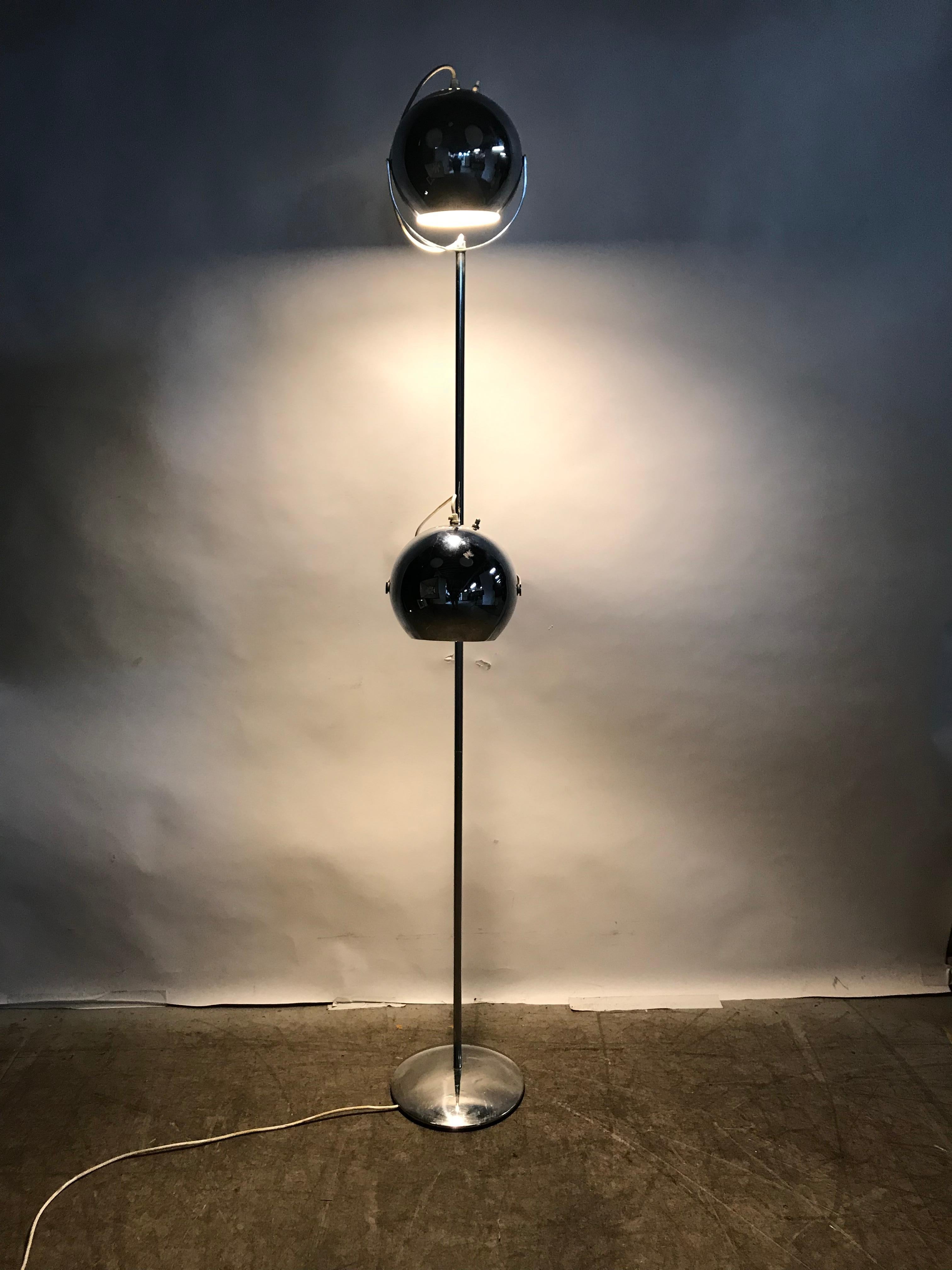 Italian Reggiani Chromed Eyeball Floor Lamp, 1960s, Italy