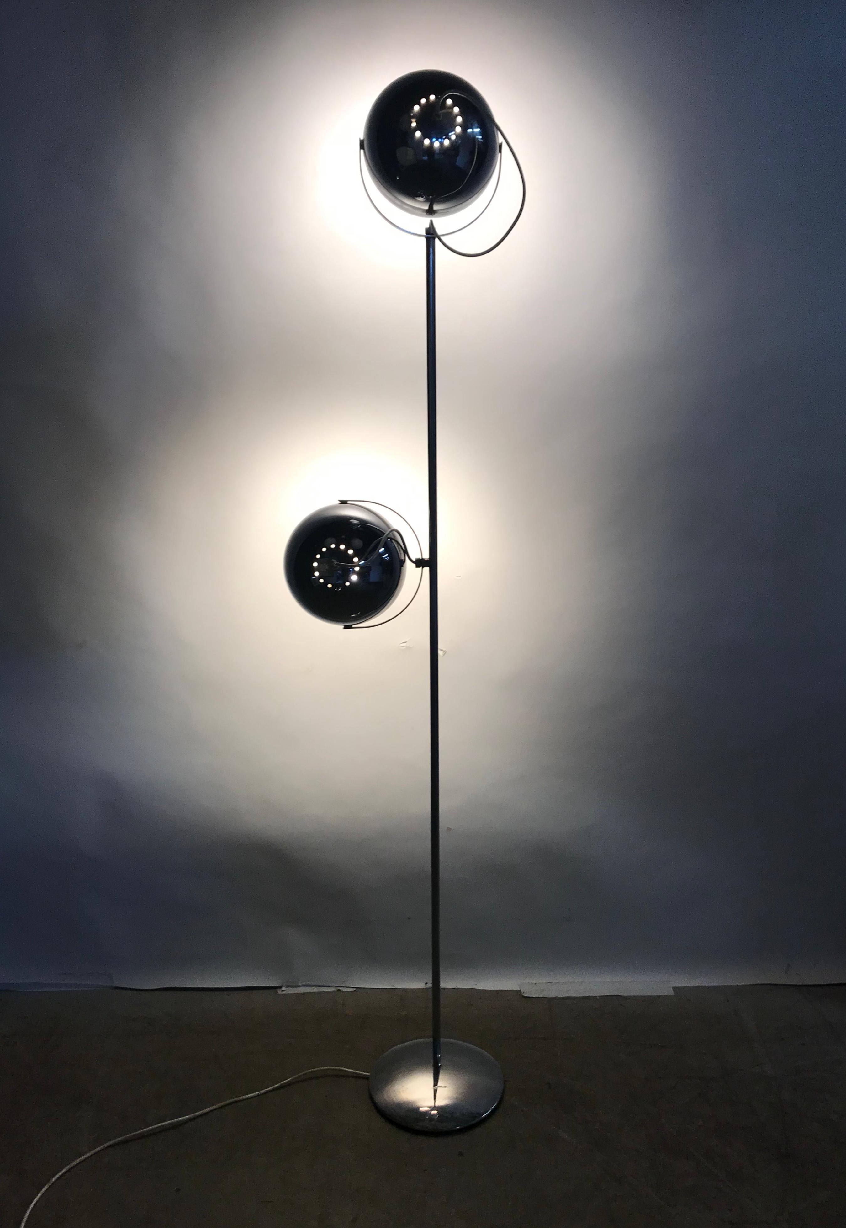 Reggiani Chromed Eyeball Floor Lamp, 1960s, Italy 1