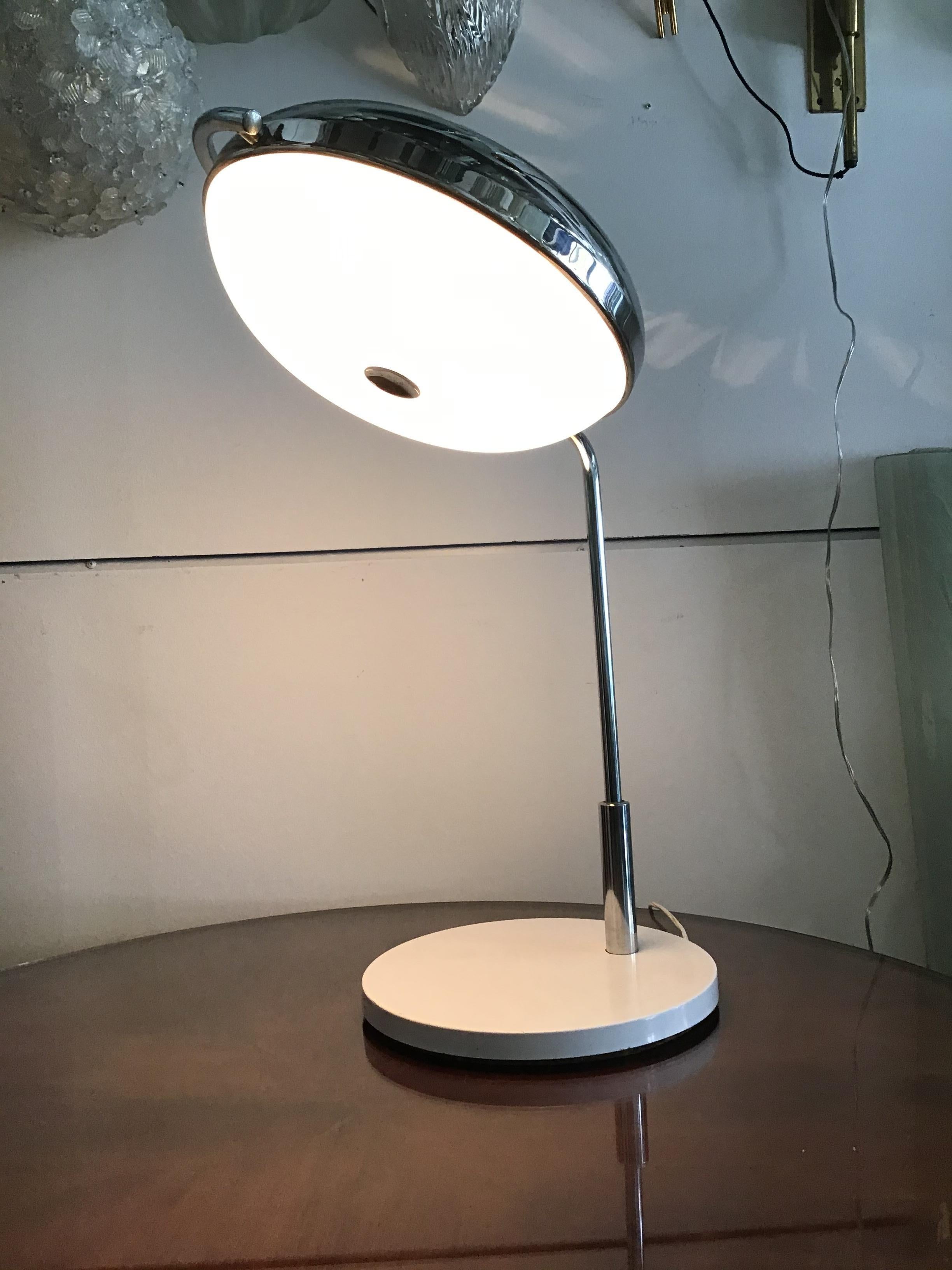 Other Reggiani Exclusive Table Lamp Metal Crome Iron Plexiglass, 1967, Italy For Sale