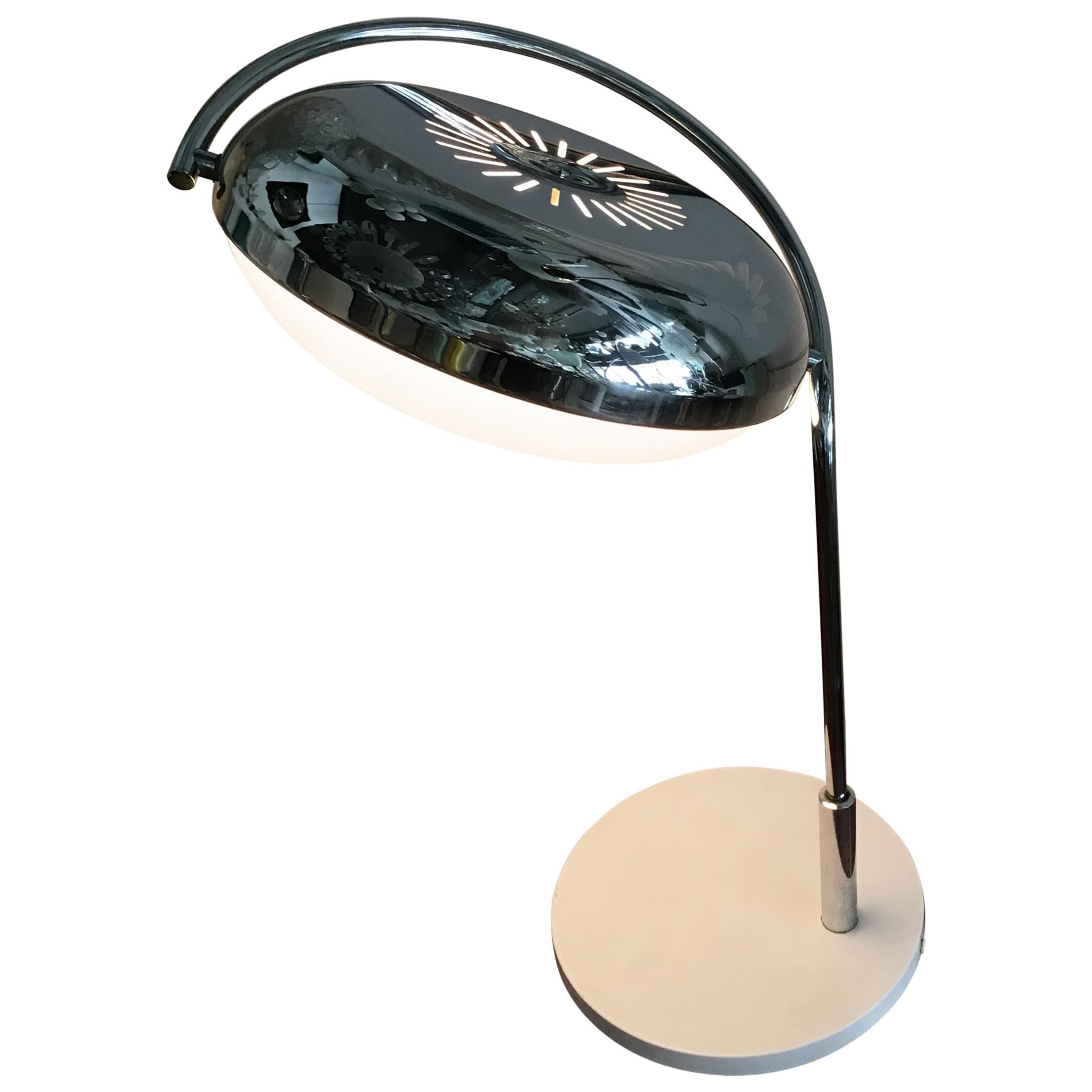 Reggiani Exclusive Table Lamp Metal Crome Iron Plexiglass, 1967, Italy For Sale