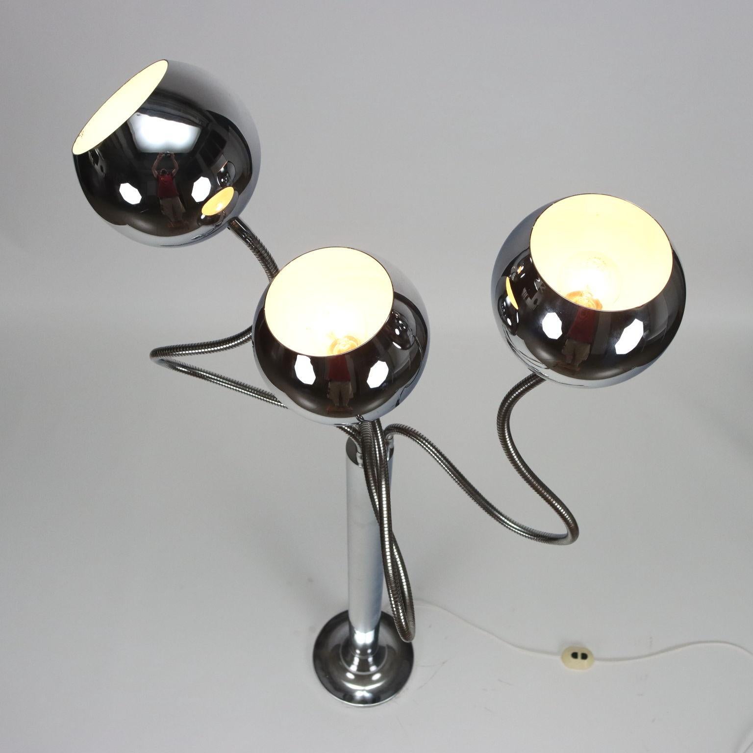 Mid-Century Modern Reggiani Floor Lamp Chromed Metal Italy 1960s-1970s