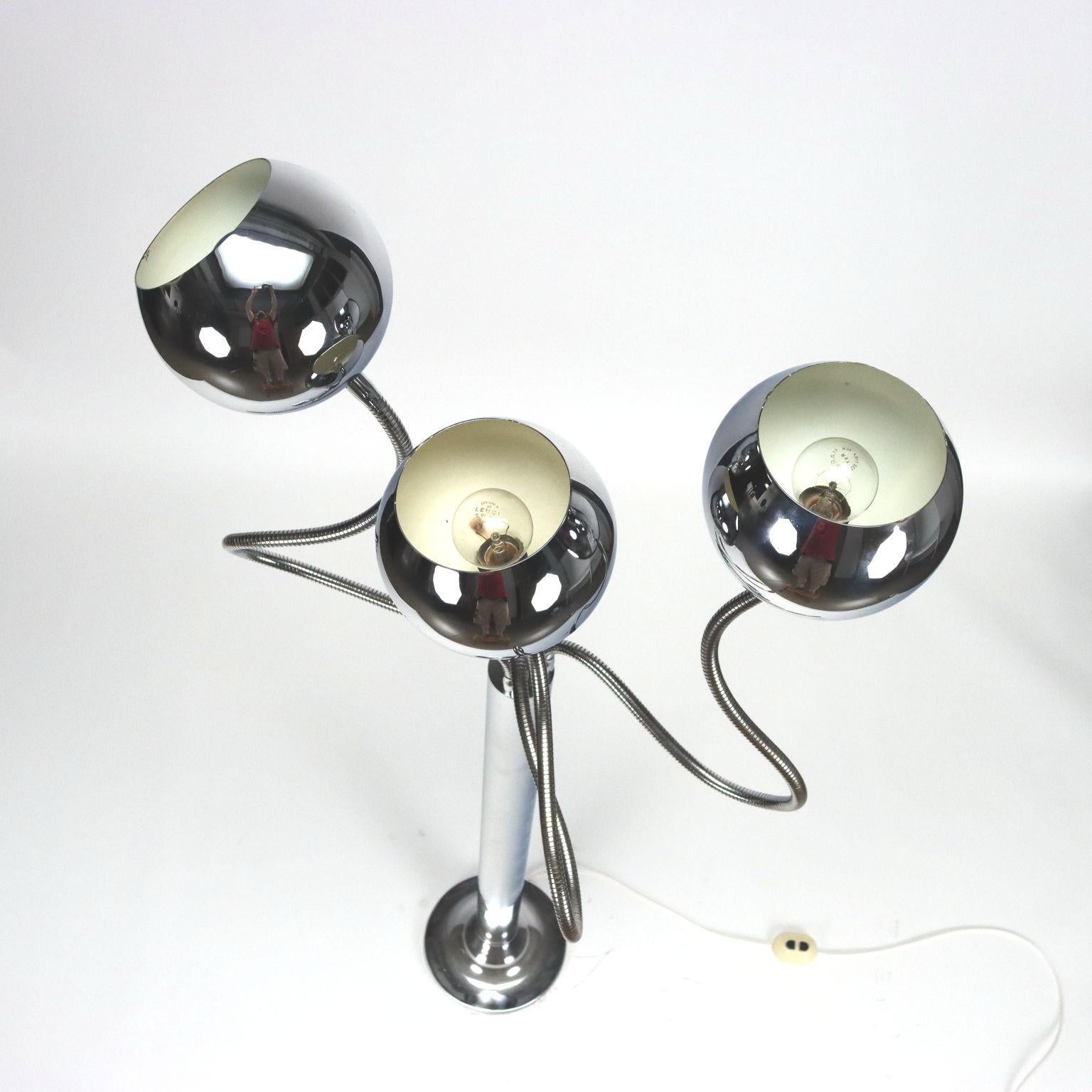 Italian Reggiani Floor Lamp Chromed Metal Italy 1960s-1970s