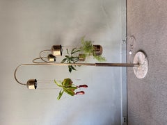 Reggiani Italian Brass Marble Floor Lamp with Planters, Italie, 1970 Lighting