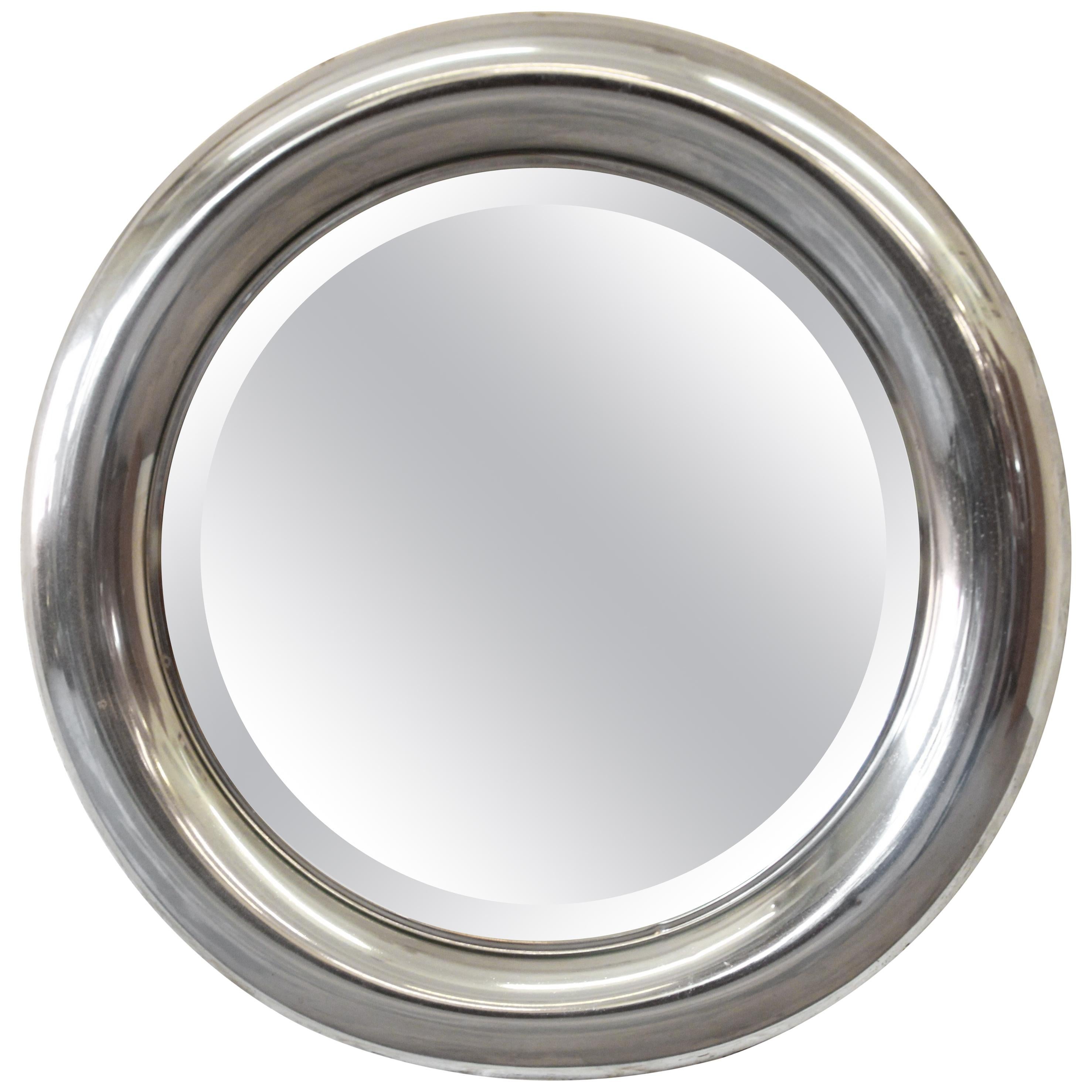 Reggiani Italian Circular Chrome Mirror, 1970s