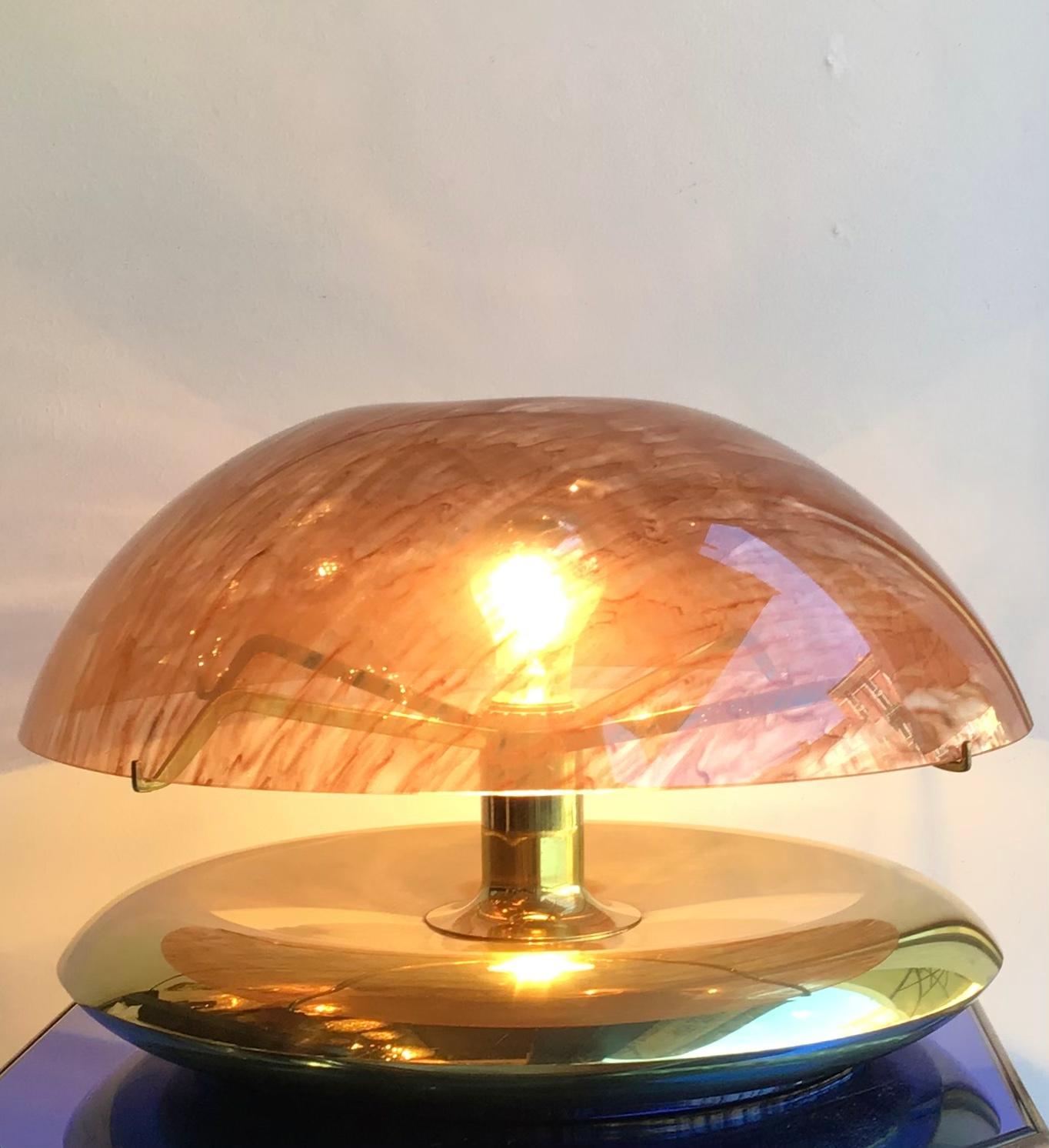 Reggiani “Medusa” table lamp brass Perspex, 1970, Italy.