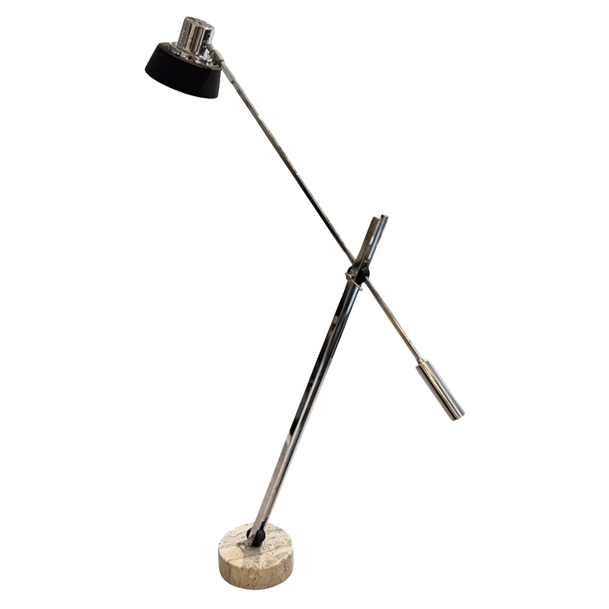 Reggiani Mid Century Articulated Floor Lamp With Metal Shade
Travertine Base