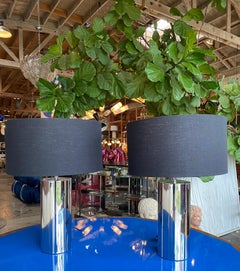 Reggiani, Pair of Italian Table Lamps in Chrome