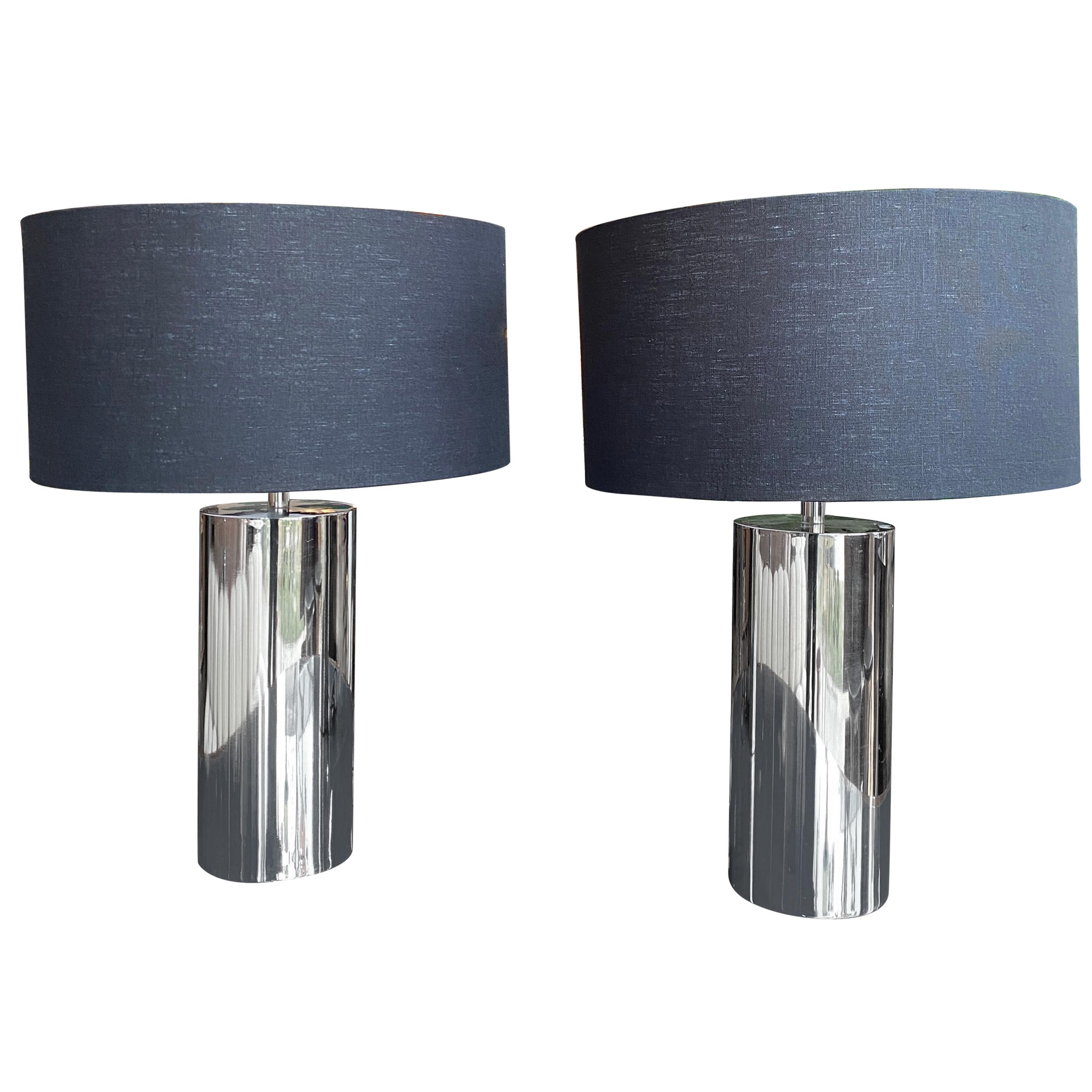Reggiani, Pair of Italian Table Lamps in Chrome