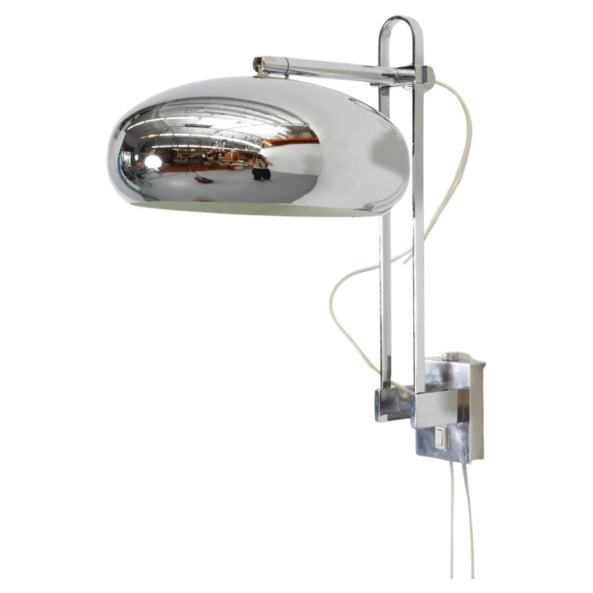 "Reggiani" Style Chrome Wall Lamp with Mushroom Shade by Van Doorn Verlichting