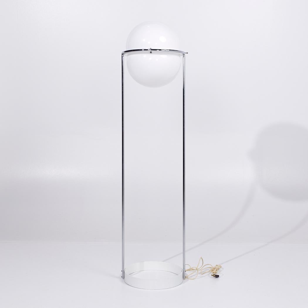 Glass Reggiani Style Mid Century Italian Chrome Floor Lamp For Sale