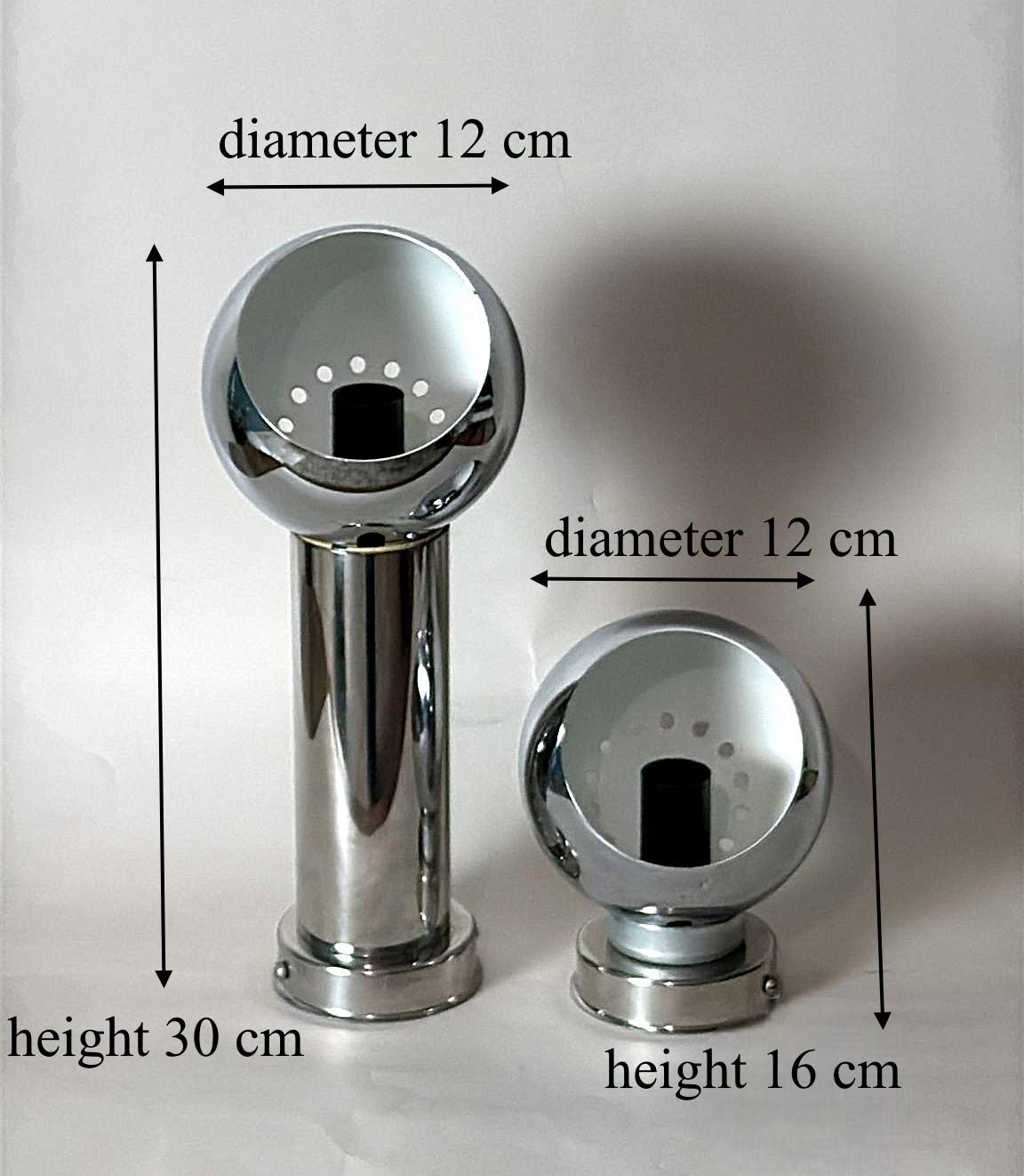 Reggiani Style Pair Of Italian Wall Sconces Space Age In Nickel-Plated Metal For Sale 10
