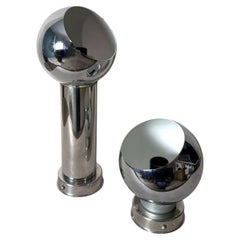 Reggiani Style Pair Of Italian Wall Sconces Space Age In Nickel-Plated Metal