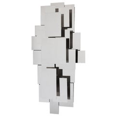 Reggiani Style Polished Steel Wall-Light Sculpture or Sconce